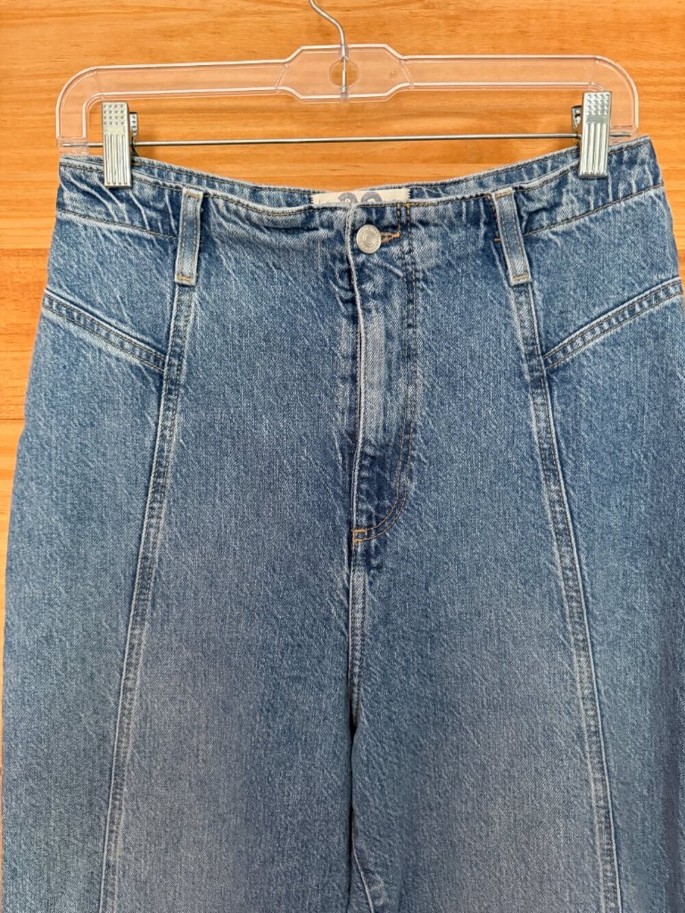 We The Free Florence Wide Leg Flare High Waist Jeans Retro 90s Raw Hem size 30 - Picture 3 of 5